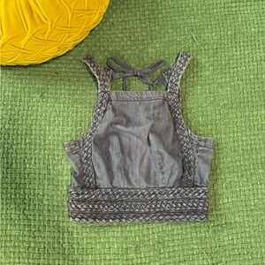 Maeve Blue Smocked Denim Top